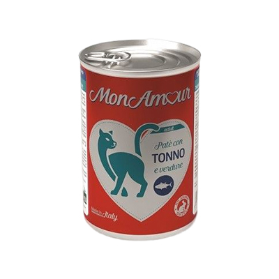 Monamour - Alimenti per gatti, lattine 400gr tonno e verdure