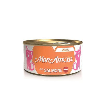 Monamour - Gatto, lattine 85gr kitten salmone